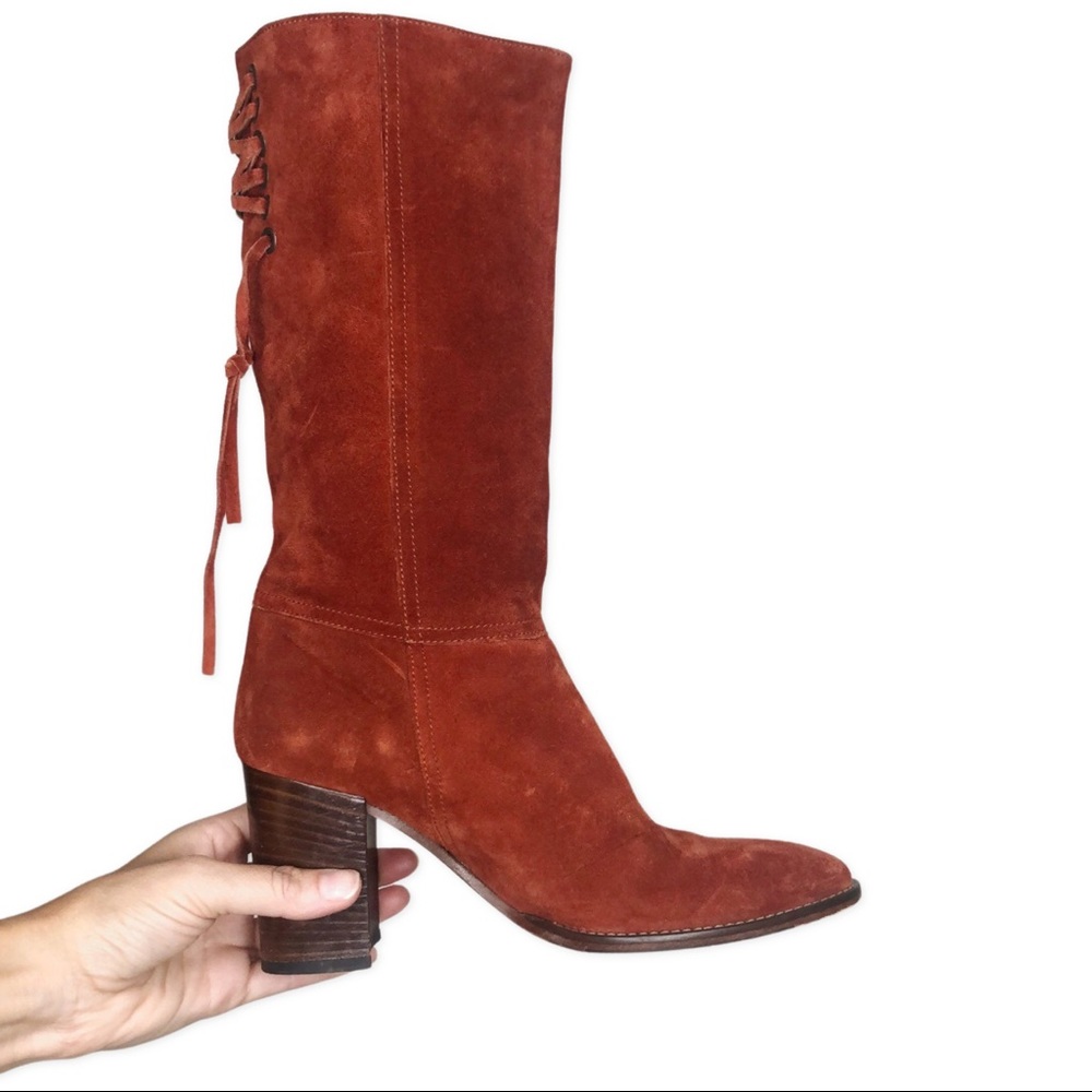 Vintage Coach orange suede boots 6B